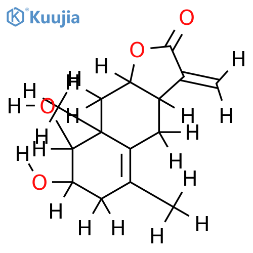 1beta,2beta-dihydroxyeudesma-4(5),11(13)-dien-12,8beta-olide structure