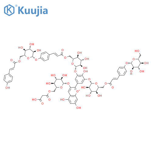 1-Benzopyrylium, 3-[[6-O-(2-carboxyacetyl)-β-D-glucopyranosyl]oxy]-2-[3-[[6-O-[(2E)-3-[4-(β-D-glucopyranosyloxy)phenyl]-1-oxo-2-propen-1-yl]-β-D-glucopyranosyl]oxy]-4-hydroxy-5-[[6-O-[(2E)-3-[4-[[6-O-[(2E)-3-(4-hydroxyphenyl)-1-oxo-2-propen-1-yl]-β-D-glucopyranosyl]oxy]phenyl]-1-oxo-2-propen-1-yl]-β-D-glucopyranosyl]oxy]phenyl]-5,7-dihydroxy-, inner salt structure