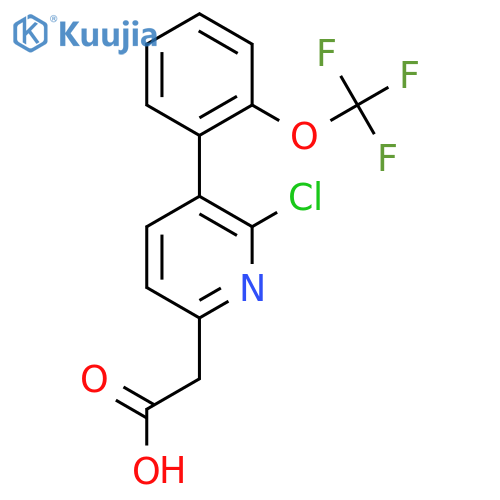 2-Chloro-3-(2-(trifluoromethoxy)phenyl)pyridine-6-acetic acid structure