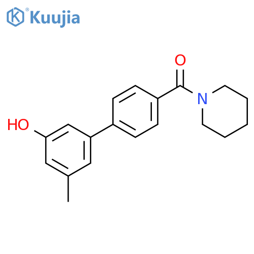 3-Methyl-5-[4-(piperidine-1-carbonyl)phenyl]phenol structure