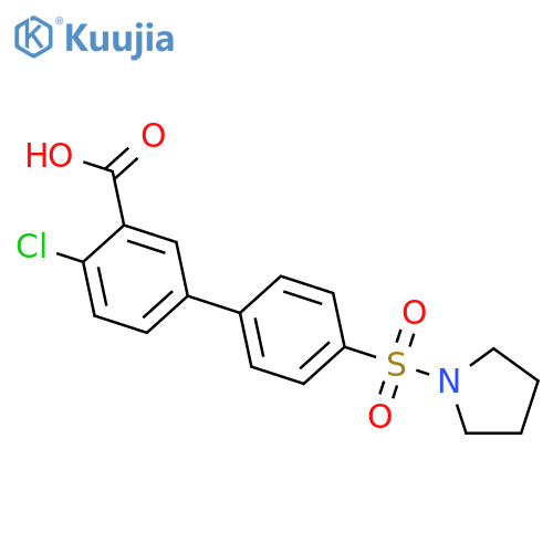 2-Chloro-5-[4-(pyrrolidinylsulfonyl)phenyl]benzoic acid structure