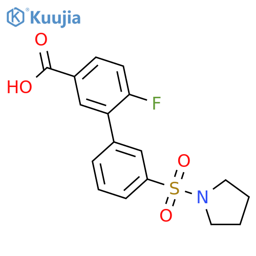 4-Fluoro-3-[3-(pyrrolidinylsulfonyl)phenyl]benzoic acid structure