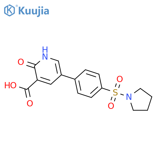 2-Hydroxy-5-[4-(pyrrolidinylsulfonyl)phenyl]nicotinic acid structure