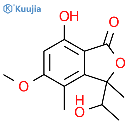 (3R)-7-hydroxy-3-((S)-1-hydroxyethyl)-5-methoxy-3,4-dimethylisobenzofuran-1(3H)-one structure