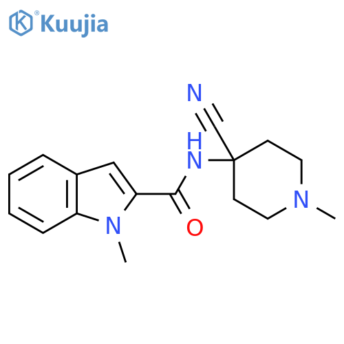 N-(4-cyano-1-methylpiperidin-4-yl)-1-methyl-1H-indole-2-carboxamide structure