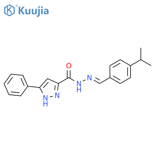 3-phenyl-N'-(1E)-4-(propan-2-yl)phenylmethylidene-1H-pyrazole-5-carbohydrazide structure