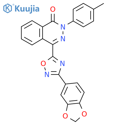 4-[3-(2H-1,3-benzodioxol-5-yl)-1,2,4-oxadiazol-5-yl]-2-(4-methylphenyl)-1,2-dihydrophthalazin-1-one structure