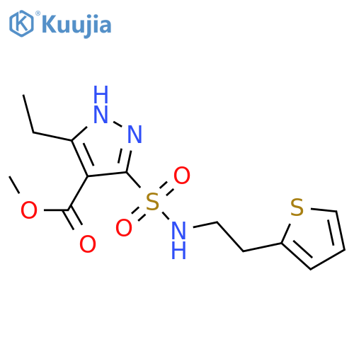 methyl 3-ethyl-5-{[2-(thiophen-2-yl)ethyl]sulfamoyl}-1H-pyrazole-4-carboxylate structure