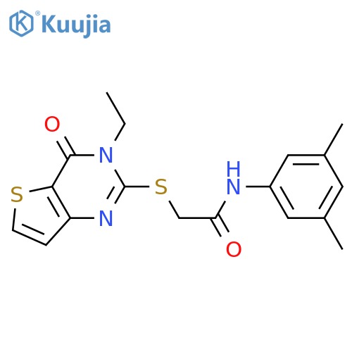 N-(3,5-dimethylphenyl)-2-({3-ethyl-4-oxo-3H,4H-thieno[3,2-d]pyrimidin-2-yl}sulfanyl)acetamide structure