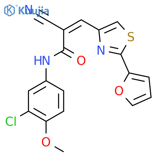 (Z)-N-(3-chloro-4-methoxyphenyl)-2-cyano-3-[2-(furan-2-yl)-1,3-thiazol-4-yl]prop-2-enamide structure
