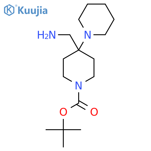 Tert-butyl 4-(aminomethyl)-4-(piperidin-1-yl)piperidine-1-carboxylate structure
