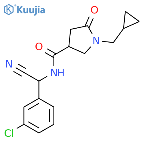 N-[(3-chlorophenyl)(cyano)methyl]-1-(cyclopropylmethyl)-5-oxopyrrolidine-3-carboxamide structure
