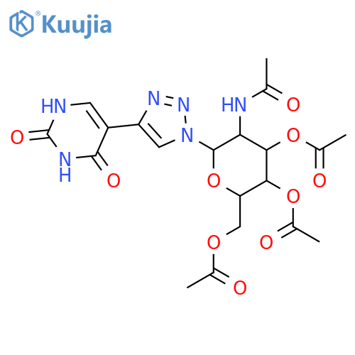 2,4(1H,3H)-Pyrimidinedione, 5-[1-[3,4,6-tri-O-acetyl-2-(acetylamino)-2-deoxy-β-D-glucopyranosyl]-1H-1,2,3-triazol-4-yl]- structure