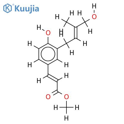 (2E,2''E)-Me ester-3-3-[4-Hydroxy-3-(4-hydroxy-3-methyl-2-buteny)phenyl]-2-propenoic acid structure