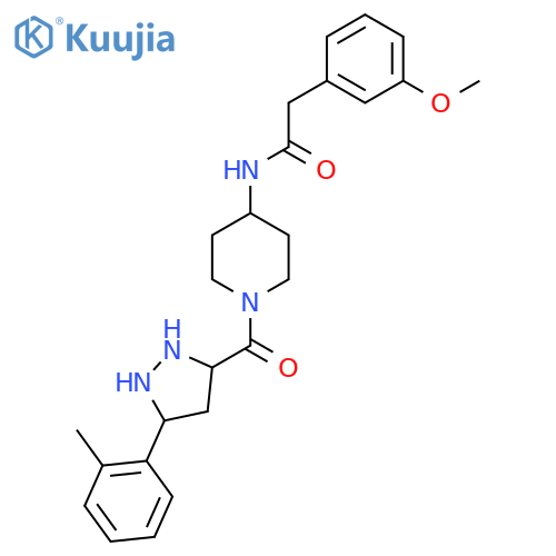 2-(3-methoxyphenyl)-N-{1-3-(2-methylphenyl)-1H-pyrazole-5-carbonylpiperidin-4-yl}acetamide structure
