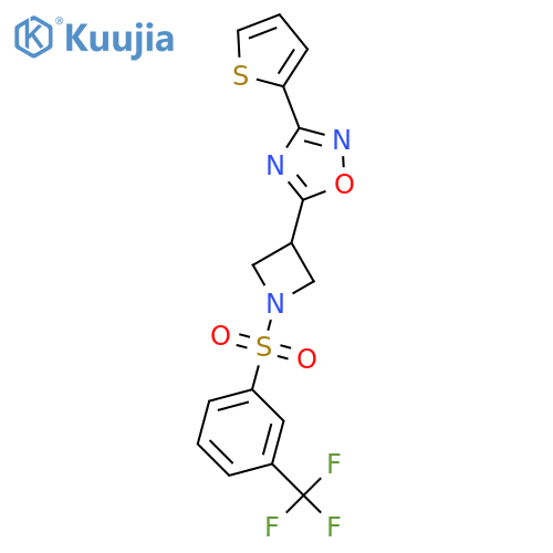 3-(thiophen-2-yl)-5-{1-3-(trifluoromethyl)benzenesulfonylazetidin-3-yl}-1,2,4-oxadiazole structure