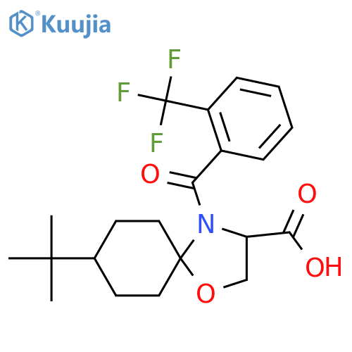 8-Tert-Butyl-4-[2-(trifluoromethyl)benzoyl]-1-oxa-4-azaspiro[4.5]decane-3-carboxylic acid structure
