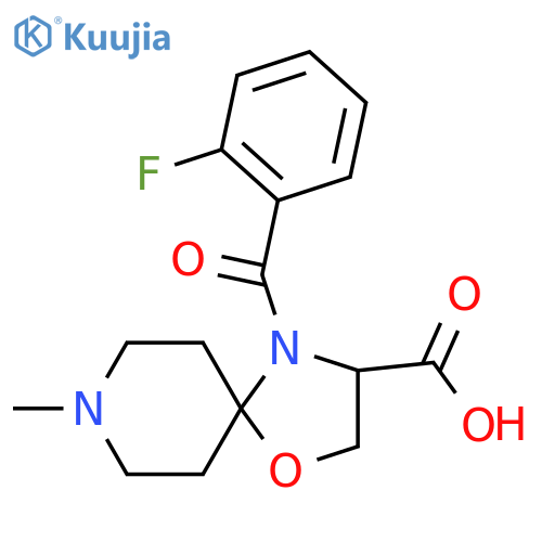 4-(2-Fluorobenzoyl)-8-methyl-1-oxa-4,8-diazaspiro[4.5]decane-3-carboxylic acid structure