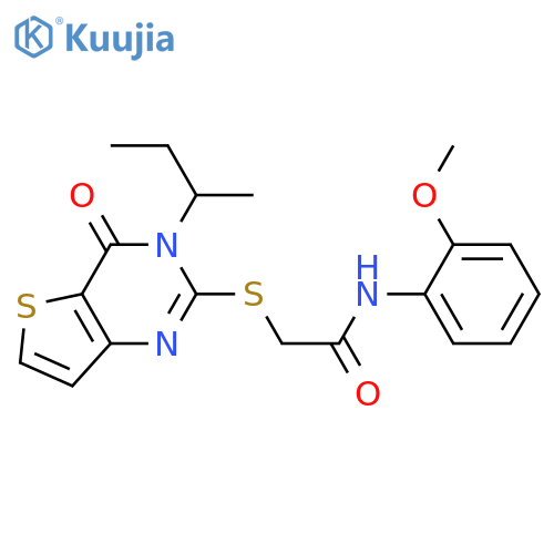 2-{[3-(butan-2-yl)-4-oxo-3H,4H-thieno[3,2-d]pyrimidin-2-yl]sulfanyl}-N-(2-methoxyphenyl)acetamide structure