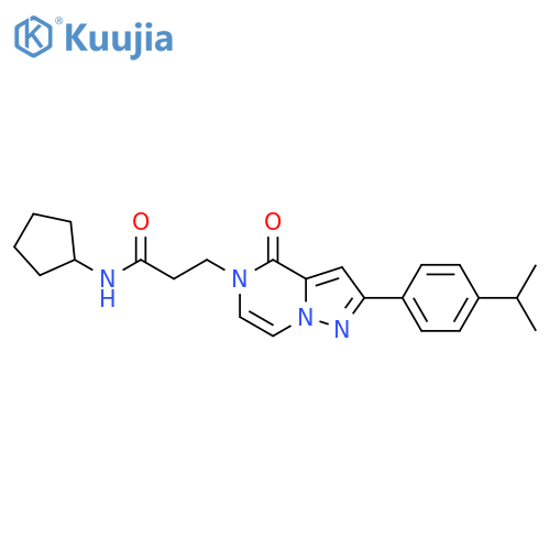 N-cyclopentyl-3-{4-oxo-2-[4-(propan-2-yl)phenyl]-4H,5H-pyrazolo[1,5-a]pyrazin-5-yl}propanamide structure