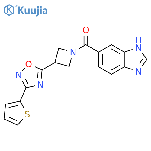 5-{3-3-(thiophen-2-yl)-1,2,4-oxadiazol-5-ylazetidine-1-carbonyl}-1H-1,3-benzodiazole structure