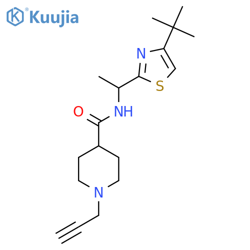 N-[1-(4-tert-butyl-1,3-thiazol-2-yl)ethyl]-1-(prop-2-yn-1-yl)piperidine-4-carboxamide structure