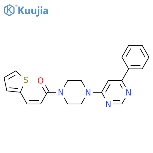 (2Z)-1-4-(6-phenylpyrimidin-4-yl)piperazin-1-yl-3-(thiophen-2-yl)prop-2-en-1-one structure