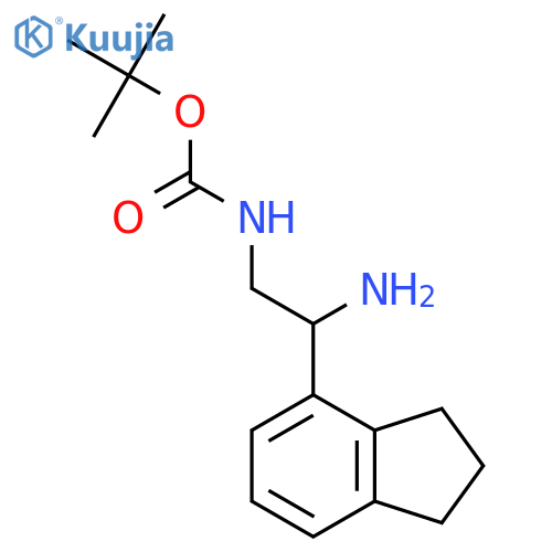 tert-butyl N-2-amino-2-(2,3-dihydro-1H-inden-4-yl)ethylcarbamate structure