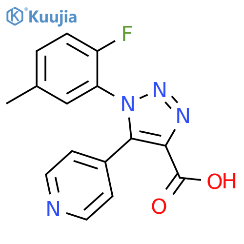 1-(2-fluoro-5-methylphenyl)-5-pyridin-4-yl-1H-1,2,3-triazole-4-carboxylic acid structure
