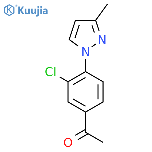 1-3-chloro-4-(3-methyl-1H-pyrazol-1-yl)phenylethan-1-one structure