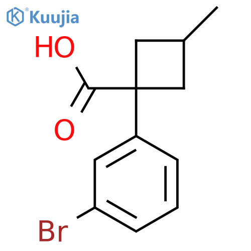 1-(3-bromophenyl)-3-methylcyclobutane-1-carboxylic acid, Mixture of diastereomers structure