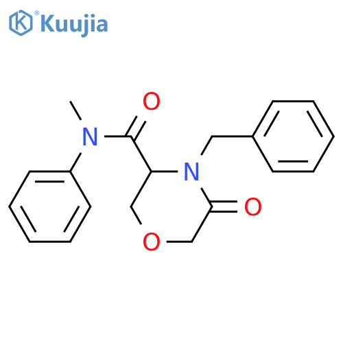4-benzyl-N-methyl-5-oxo-N-phenylmorpholine-3-carboxamide structure