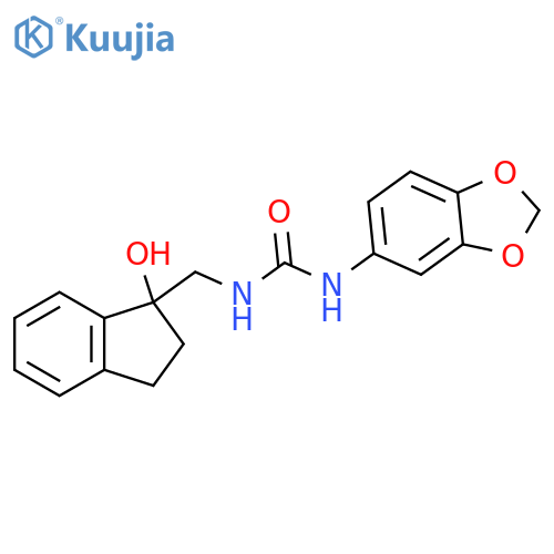 1-(2H-1,3-benzodioxol-5-yl)-3-(1-hydroxy-2,3-dihydro-1H-inden-1-yl)methylurea structure