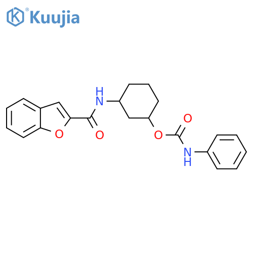 3-(1-benzofuran-2-amido)cyclohexyl N-phenylcarbamate structure
