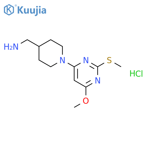 (1-(6-Methoxy-2-(methylthio)pyrimidin-4-yl)piperidin-4-yl)methanamine hydrochloride structure