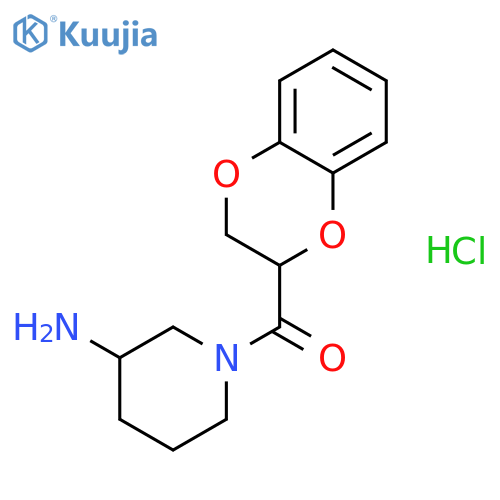 (3-Aminopiperidin-1-yl)(2,3-dihydrobenzo[b][1,4]dioxin-2-yl)methanone hydrochloride structure