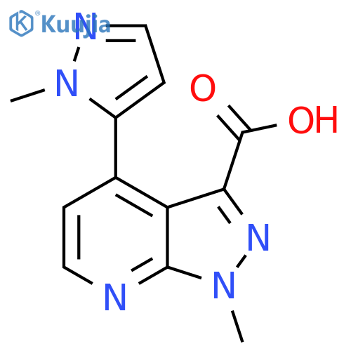 1-Methyl-4-(1-methyl-1H-pyrazol-5-yl)-1H-pyrazolo[3,4-b]pyridine-3-carboxylic acid structure