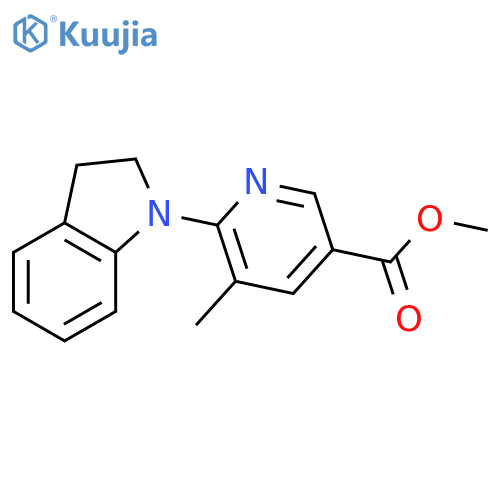 6-(2,3-Dihydro-indol-1-yl)-5-methyl-nicotinic acid methyl ester structure