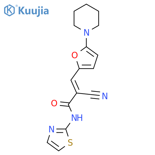 2-cyano-3-[5-(piperidin-1-yl)furan-2-yl]-N-(1,3-thiazol-2-yl)prop-2-enamide structure