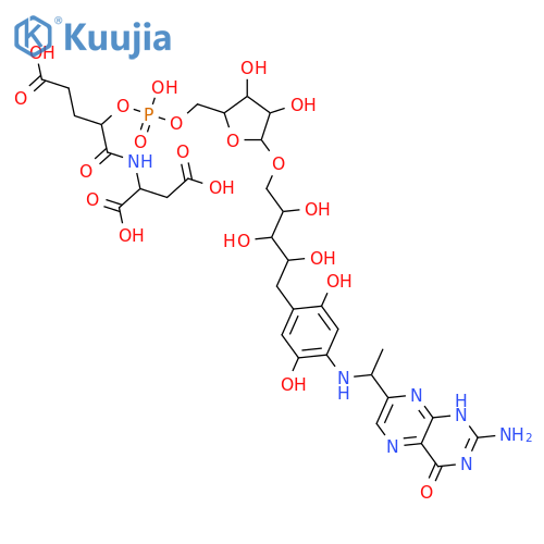 L-Aspartic acid,N-[(2S)-4-carboxy-1-oxo-2-(phosphonooxy)butyl]-, P&reg;5'-ester with1-[4-[[(1R)-1-(2-amino-1,4-dihydro-4-oxo-6-pteridinyl)ethyl]amino]-2,5-dihydroxyphenyl]-1-deoxy-5-O-a-D-ribofuranosyl-D-ribitol (9CI) structure