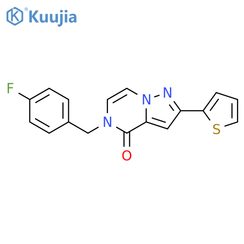 5-[(4-fluorophenyl)methyl]-2-(thiophen-2-yl)-4H,5H-pyrazolo[1,5-a]pyrazin-4-one structure