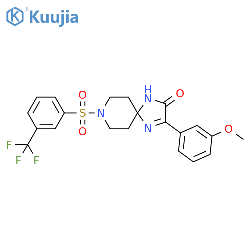 3-(3-methoxyphenyl)-8-[3-(trifluoromethyl)benzenesulfonyl]-1,4,8-triazaspiro[4.5]dec-3-en-2-one structure