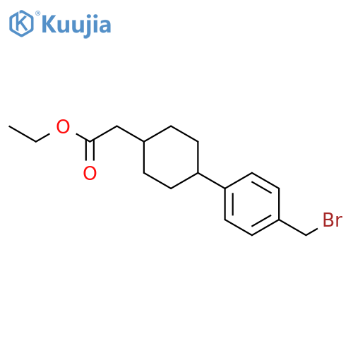 trans-4-4-(bromomethyl)phenyl-Cyclohexaneacetic acid ethyl ester, structure