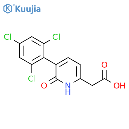 2-Hydroxy-3-(2,4,6-trichlorophenyl)pyridine-6-acetic acid structure