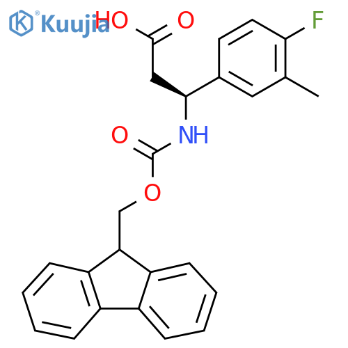(3S)-3-({(9H-fluoren-9-yl)methoxycarbonyl}amino)-3-(4-fluoro-3-methylphenyl)propanoic acid structure