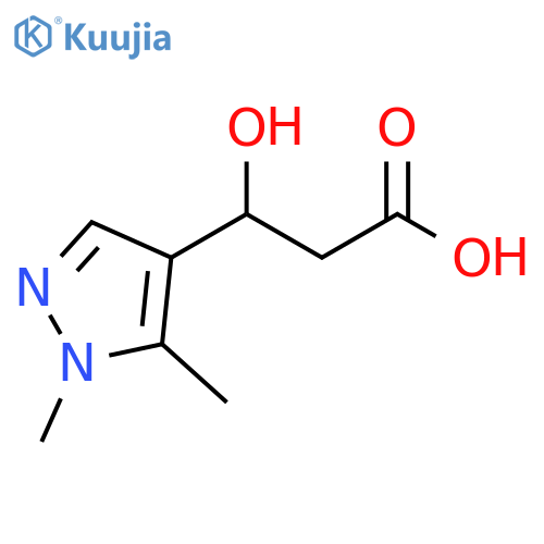 3-(1,5-dimethyl-1H-pyrazol-4-yl)-3-hydroxypropanoic acid structure