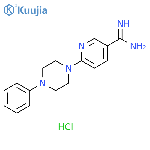 6-(4-phenylpiperazin-1-yl)pyridine-3-carboxamidine;trihydrochloride structure
