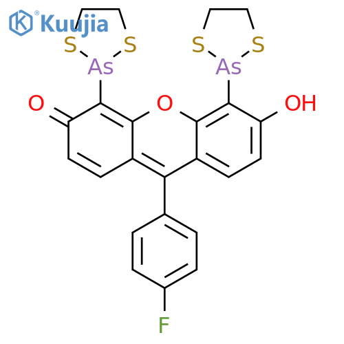 4,5-Bis(1,3,2-dithiarsolan-2-yl)-9-(4-fluorophenyl)-6-hydroxy-3H-xanthen-3-one structure