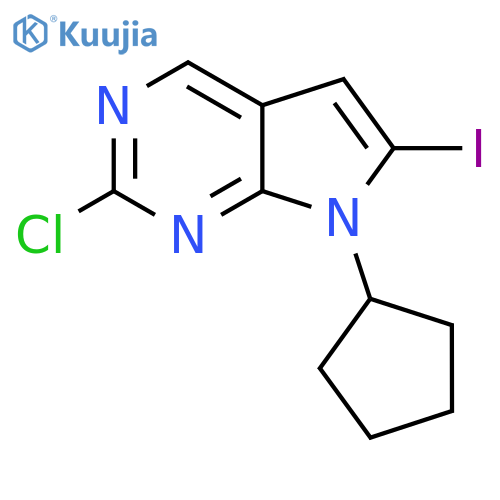 2-chloro-7-cyclopentyl-6-iodo-7H-pyrrolo[2,3-d]pyrimidine structure
