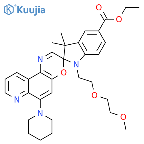 Spiro[2H-indole-2,3'-[3H]pyrido[3,2-f][1,4]benzoxazine]-5-carboxylic acid, 1,3-dihydro-1-[2-(2-methoxyethoxy)ethyl]-3,3-dimethyl-6'-(1-piperidinyl)-, ethyl ester structure